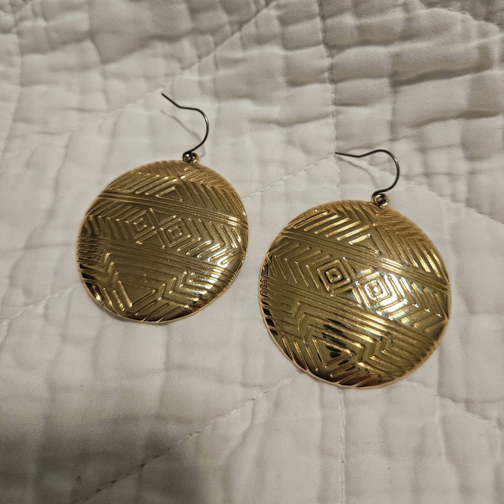 House Of Harlow Gold Aztec Earrings